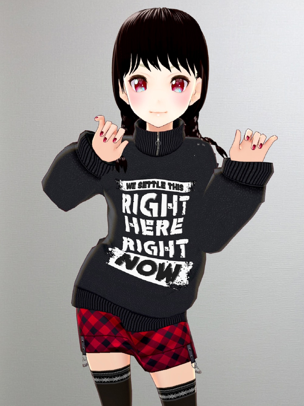「VRoid、バーチャルファッション、ストリート系、おしゃれさんと繋がりたい」｜「saintc acriumのアイテム（スカート、レッド系）」を使った、八雲ももさん（レディース・160cm）の秋コーディネートの1枚目の写真
