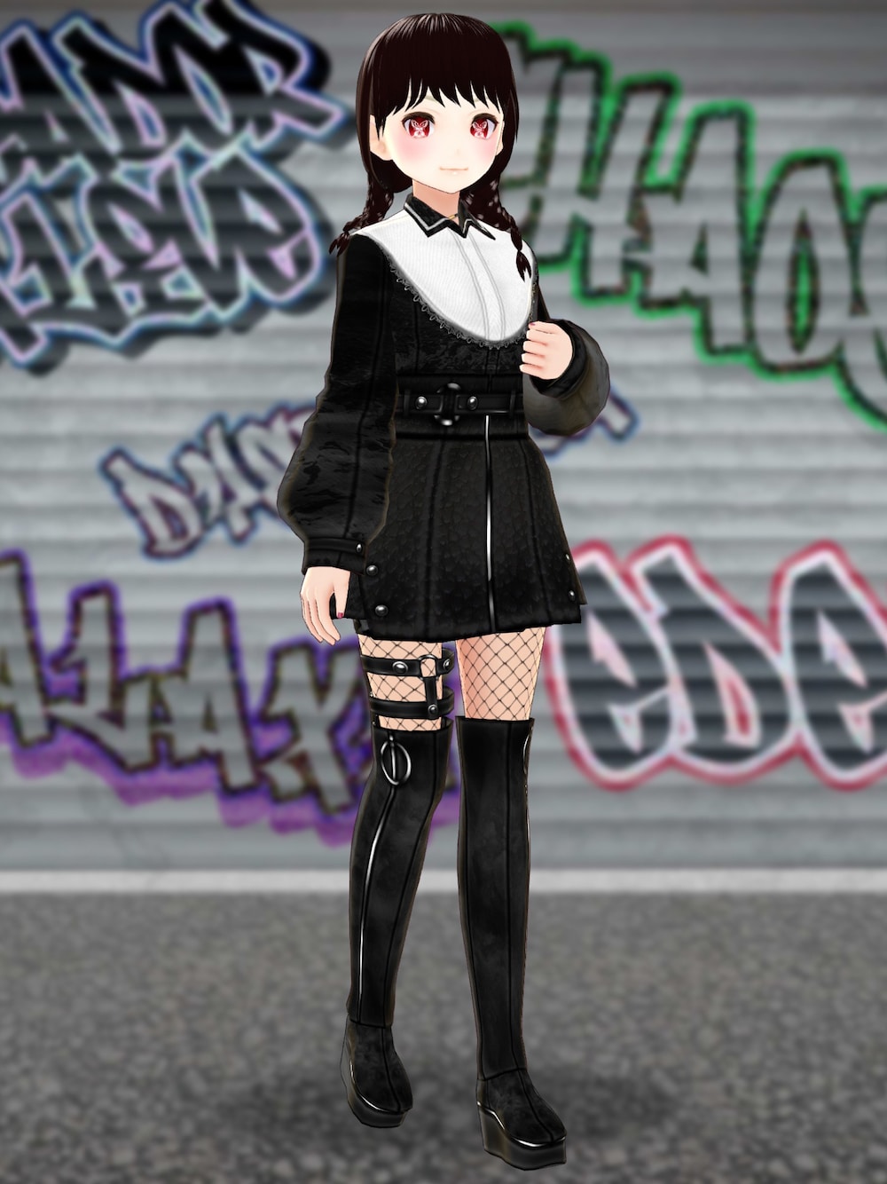 「wearhalloween2021、VRoid、バーチャルファッション、カラコン、ハロウィン」｜「夢箱堂のアイテム（シャツ/ブラウス、ブラック系）」を使った、八雲ももさん（レディース・160cm）の秋コーディネートの1枚目の写真