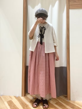 「サマンサモスモス」｜「アイテム（ハンチング/ベレー帽）」を使った、ゆささん（レディース・156cm）の夏コーディネート