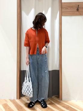 「Samansa Mos2 blue（サマンサモスモスブルー）のアイテム（トップス、オレンジ系）」を使った、ゆささん（レディース・159cm）の夏コーディネート