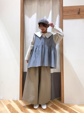 「サマンサモスモス」｜「アイテム（ハンチング/ベレー帽）」を使った、ゆささん（レディース・156cm）の春コーディネート
