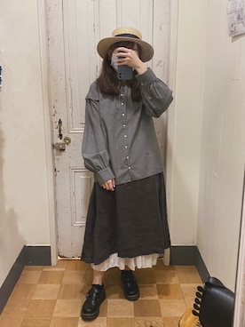 「MUJI」｜「アイテム（ワンピース/ドレス）」を使った、Syingさん（レディース・156cm）の秋コーディネート