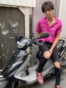 「roshell（ロシェル）のアイテム（パンツ）」を使った、のく坊さん（メンズ・172cm）の秋コーディネート