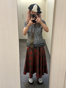 「UESDのアイテム（スカート、レッド系）」を使った、kou198402さん（メンズ・160cm）の夏コーディネート
