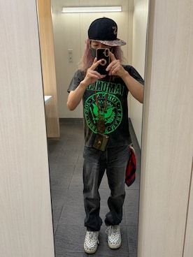 「NEW ERA（ニューエラ）のアイテム（キャップ、ブラック系）」を使った、kou198402さん（メンズ・160cm）の夏コーディネート