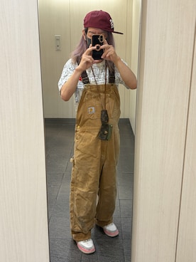 「STUSSY（ステューシー）のアイテム（キャップ、レッド系）」を使った、kou198402さん（メンズ・160cm）の夏コーディネート