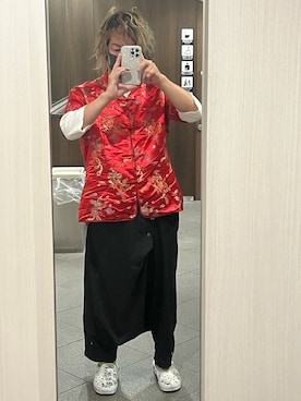 「チャイナシャツ」｜「アイテム（オールインワン・サロペット）」を使った、kou198402さん（メンズ・160cm）の秋コーディネート