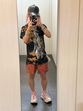 「CONVERSE（コンバース）のアイテム（スニーカー、ピンク系）」を使った、kou198402さん（メンズ・160cm）の夏コーディネート