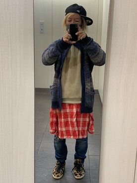 「KANGOL（カンゴール）のアイテム（ニット/セーター）」を使った、kou198402さん（メンズ・160cm）の冬コーディネート