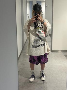 「CONVERSE（コンバース）のCONVERSE ALL STAR AGED HI / DC（コンバース オールスター エイジド HI / DC）（スニーカー、ホワイト系）」を使った、kou198402さん（メンズ・160cm）の春コーディネート