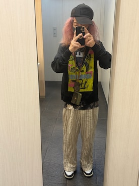 「UESDのアイテム（帽子、ブラック系）」を使った、kou198402さん（メンズ・160cm）の夏コーディネート