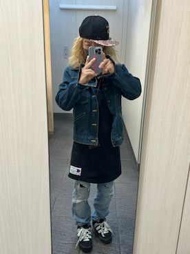 「NEW ERA（ニューエラ）のアイテム（キャップ、ブラック系）」を使った、kou198402さん（メンズ・160cm）の春コーディネート
