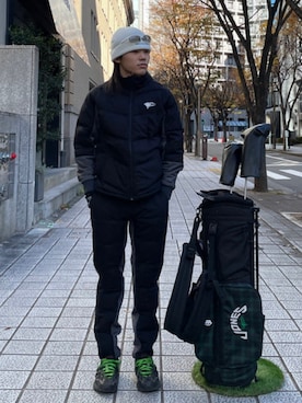 「アイテム（ゴルフグッズ）」を使った、BEAMS GOLFさん（メンズ・169cm）の冬コーディネート