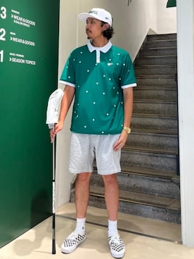 「アイテム（ポロシャツ）」を使った、BEAMS GOLFさん（メンズ・180cm）の夏コーディネート