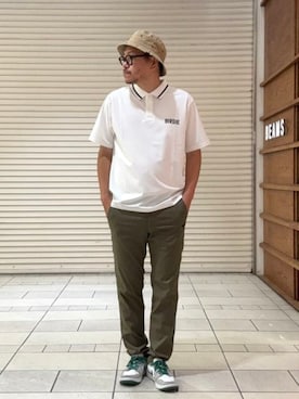 「BEAMS GOLF（ビームスゴルフ）のORANGE LABEL / ストレッチ ムーブフィット パンツ（その他パンツ、グリーン系）」を使った、BEAMS GOLFさん（メンズ・176cm）の夏コーディネート