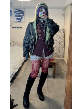 「SLY（スライ）のアイテム（ジャケット/アウター）」を使った、Nehanさん（レディース・159cm）の冬コーディネート