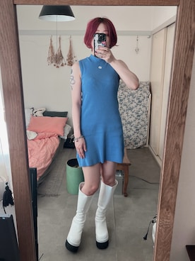 「UNIF（ユニフ）のアイテム（ブーツ）」を使った、Nehanさん（レディース・159cm）の夏コーディネート
