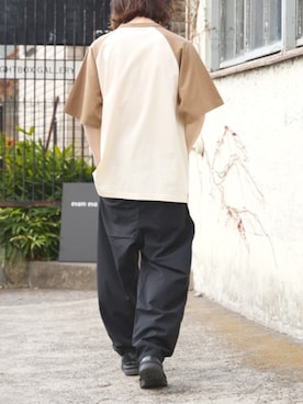 「United Athle（ユナイテッドアスレ）の【UNITED ATHLE】5.6オンス ラグランスリーブTシャツ / 2トーン 2026年春夏（Tシャツ/カットソー、グリーン系）」を使った、rooptokyokkさん（メンズ・173cm）の春コーディネート