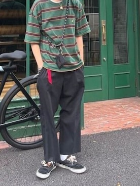 「Dickies（ディッキーズ）の【お気に入り数11万人突破】Dickies/ディッキーズ THE ORIGINAL FIT 874 TCツイル センタープレス スケーターパンツ レングス32インチ ワークパンツ イージーパンツ 2026年春夏（チノパンツ、ブラック系）」を使った、rooptokyokkさん（メンズ・173cm）の春コーディネート