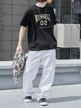 「Russell Athletic（ラッセルアスレティック）のアイテム」を使った、rooptokyokkさん（メンズ・173cm）の春コーディネート