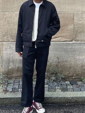 「Dickies（ディッキーズ）の【お気に入り数11万人突破】Dickies/ディッキーズ THE ORIGINAL FIT 874 TCツイル センタープレス スケーターパンツ レングス32インチ ワークパンツ イージーパンツ 2026年春夏春服 夏服（チノパンツ、グレー系）」を使った、rooptokyokkさん（メンズ・173cm）の夏コーディネート