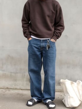 「Levi's（リーバイス）のLEVI'S/リーバイス BAGGY BARREL バレルバギージーンズ 2026春夏（デニムパンツ、ブルー系）」を使った、rooptokyokkさん（メンズ・173cm）の春コーディネート