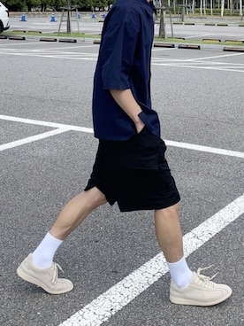 「Healthknit（ヘルスニット）のHealthknit/シンカーWHITE無地SOX 3足set（ソックス/靴下、ホワイト系）」を使った、rooptokyokkさん（メンズ・178cm）の夏コーディネート