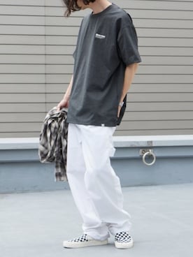 「Russell Athletic（ラッセルアスレティック）のRUSSELL ATHLETIC / ラッセルアスレティック dri-power Jersey Diagonal T ドライパワー ジャージー ダイアゴナル Tシャツ 半袖 吸汗速乾 メンズ 2026年 夏 夏服（Tシャツ/カットソー、グレー系）」を使った、rooptokyokkさん（メンズ・173cm）の夏コーディネート