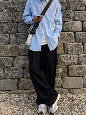 「Dickies（ディッキーズ）の【お気に入り数11万人突破】Dickies/ディッキーズ THE ORIGINAL FIT 874 TCツイル センタープレス スケーターパンツ レングス32インチ ワークパンツ イージーパンツ 2026年春夏（チノパンツ、ブラック系）」を使った、rooptokyokkさん（メンズ・178cm）の夏コーディネート