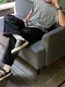 「Dickies（ディッキーズ）の【お気に入り数11万人突破】Dickies/ディッキーズ THE ORIGINAL FIT 874 TCツイル センタープレス スケーターパンツ レングス32インチ ワークパンツ イージーパンツ 2026年春夏（チノパンツ、ブラック系）」を使った、rooptokyokkさん（メンズ・173cm）の春コーディネート