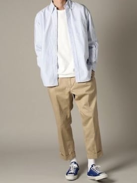 「Dickies（ディッキーズ）の【お気に入り数11万人突破】Dickies/ディッキーズ THE ORIGINAL FIT 874 TCツイル センタープレス スケーターパンツ レングス32インチ ワークパンツ イージーパンツ 2026年春夏春服 夏服（チノパンツ、グレー系）」を使った、rooptokyokkさん（メンズ・173cm）の夏コーディネート