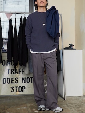 「Wrangler（ラングラー）のアイテム（スラックス）」を使った、rooptokyokkさん（メンズ・178cm）の秋コーディネート