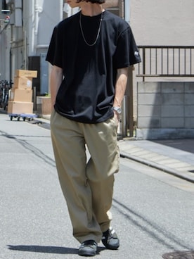 「Dickies（ディッキーズ）の【ROOPTOKYO別注】Dickies/ディッキーズ EASY DOUBLE KNEE PANTS イージーダブルニーパンツ スケーター ワークパンツ ルーズフィット 2026年 夏 夏服 秋服（チノパンツ、グリーン系）」を使った、rooptokyokkさん（メンズ・178cm）の夏コーディネート