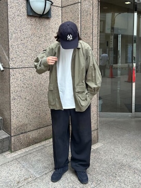 「FOG ESSENTIALS（エフオージーエッセンシャルズ）のFOG ESSENTIALS/エッセンシャルズ BOXY LOGO TEE2 Tシャツ/半袖Tシャツ ビッグシルエット バックロゴ（Tシャツ/カットソー、ホワイト系）」を使った、rooptokyokkさん（メンズ・173cm）の春コーディネート