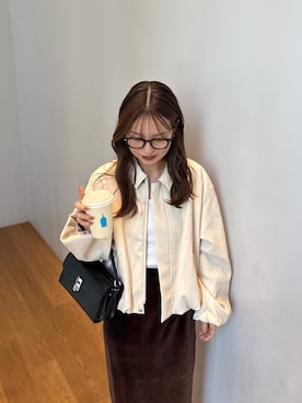 「CAPRICIEUX LE'MAGE（カプリシューレマージュ）の【低身長サイズあり】ベロアIラインスカート（スカート）」を使った、SAKIさん（レディース・153cm）の秋コーディネート