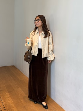 「CAPRICIEUX LE'MAGE（カプリシューレマージュ）の【低身長サイズあり】ベロアIラインスカート（スカート）」を使った、SAKIさん（レディース・153cm・20代）の秋コーディネート