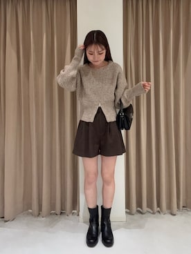 「ブラウン×ブラック」｜SAKIさん（レディース・153cm）の秋コーディネート