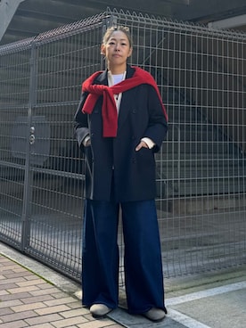 「ダブルジャケット」｜飯田さん（レディース・163cm）の冬コーディネート