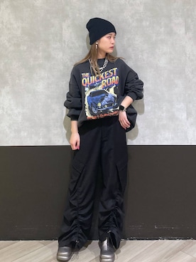 「PAGEBOY（ページボーイ）のニットビーニー（ニットキャップ/ビーニー）」を使った、Hinataさん（レディース・154cm）の冬コーディネート