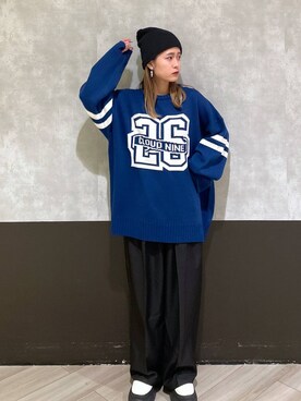 「PAGEBOY（ページボーイ）のニットビーニー（ニットキャップ/ビーニー）」を使った、Hinataさん（レディース・154cm）の秋コーディネート