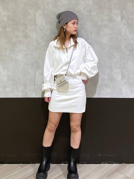 「PBLIM（ページボーイリム）のアイテム（ニットキャップ/ビーニー）」を使った、Hinataさん（レディース・154cm）の冬コーディネート