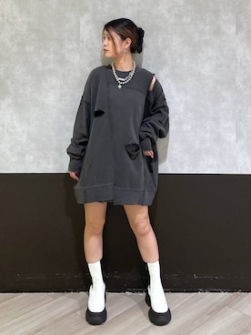 「JEANASIS（ジーナシス）のアイテム（スウェット）」を使った、Hinataさん（レディース・154cm）の冬コーディネート