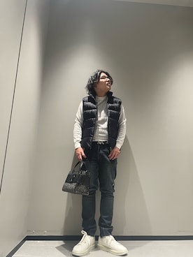 「アイテム（ダウンベスト）」を使った、ゆーきさん（メンズ・170cm）の冬コーディネート