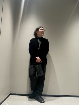 「ARMANI EXCHANGE（アルマーニエクスチェンジ）の【A|X アルマーニ エクスチェンジ】NL ストラス シャツ/SLIM（シャツ/ブラウス）」を使った、ゆーきさん（メンズ・170cm）の冬コーディネート