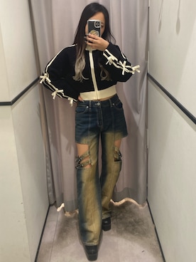 「ラインニット」｜momokaさん（レディース・155cm）の秋コーディネート