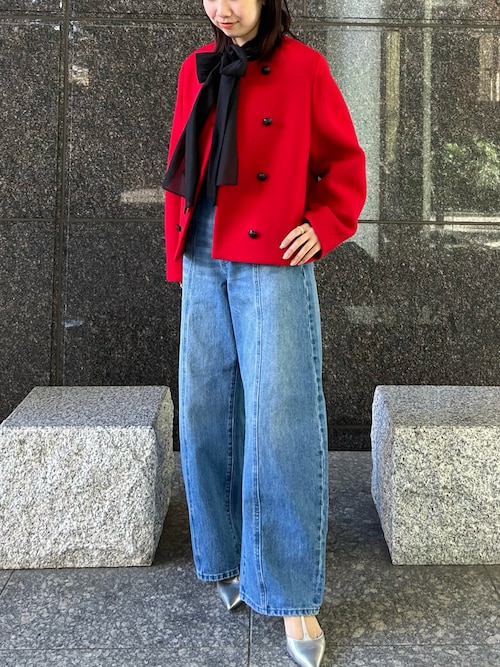 allureville ノーカラーコート コート ショートビーバーノー