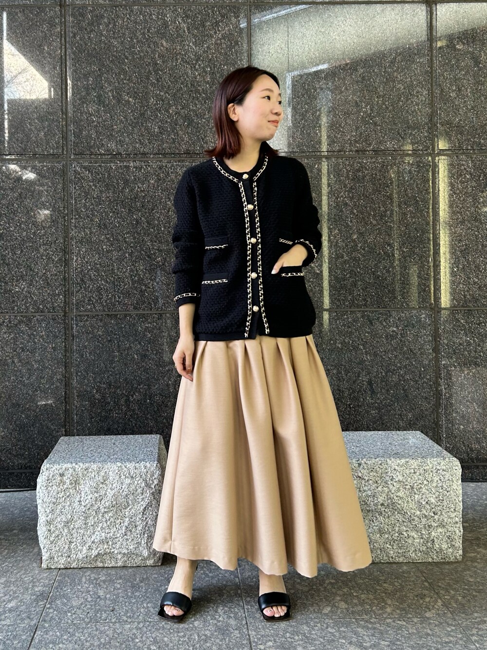 美品✨ルルウィルビー　チェーントリムクルーカーディガン　金ボタン　38 LOULOU WILLOUGHBY】チェーントリムクルーカーディガン