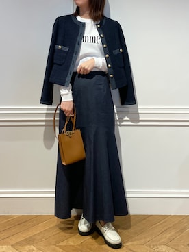「いまどきジャケット写真」｜「アイテム（ノーカラージャケット）」を使った、Takagi.Yさん（レディース・159cm）の冬コーディネート