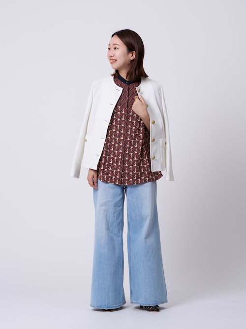 allureville ジャケット ノーカラージャケット レノクロスクルー