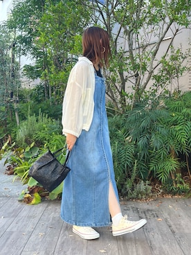 「デニムワンピース」｜「アイテム（ジャケット/アウター）」を使った、Uchino.150cmさん（レディース・150cm）の秋コーディネート
